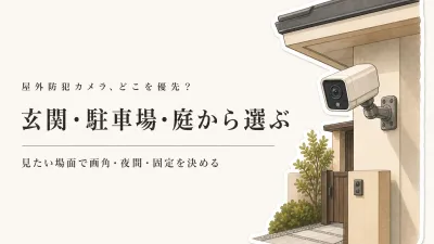 屋外防犯カメラ 工事不要の設置場所はどこを優先？玄関・駐車場・庭を画角で選ぶ