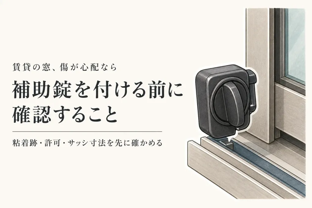 賃貸の窓補助錠・防犯アラーム｜工事不要でも粘着跡とサッシの傷を確認する選び方